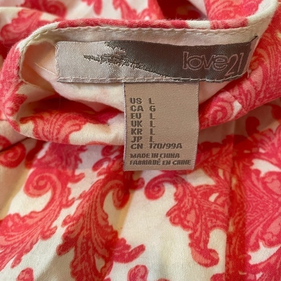 Love21 by Forever 21 Dress Sleeveless V Neck Back Tea Length Floral Large Coral - Picture 6 of 7